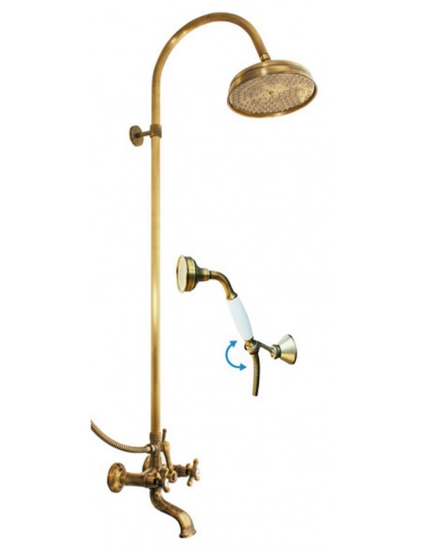 Colonne de douche MORAVA en laiton bronze avec douchette 108 cm Colonne de douche MORAVA en laiton bronze avec douchette 108 cm