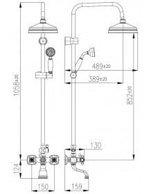 Colonne de douche MORAVA en laiton noir avec douchette 108 cm