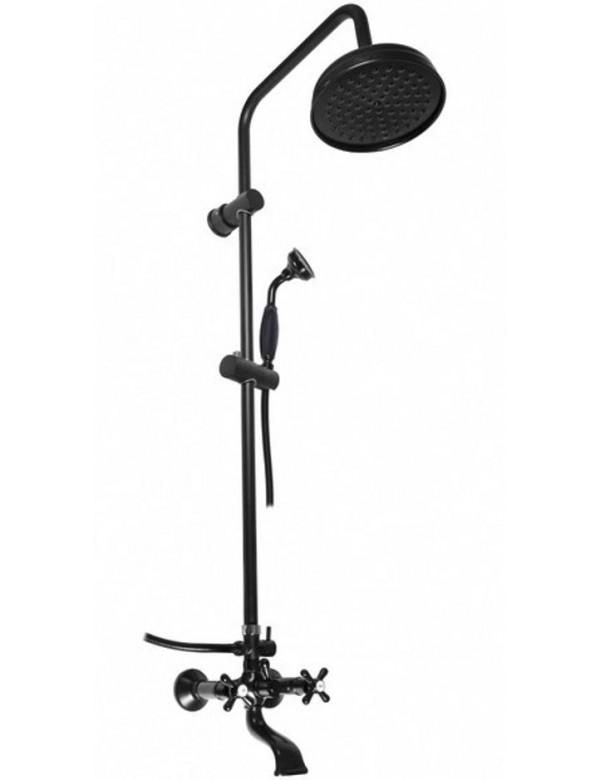 Colonne de douche MORAVA en laiton noir avec douchette 108 cm Colonne de douche MORAVA en laiton noir avec douchette 108 cm