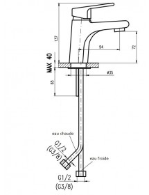 Mitigeur lavabo COLORADO en laiton noir sans siphon