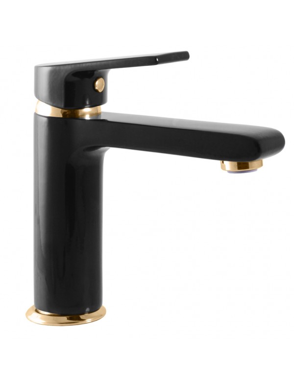 Mitigeur lavabo COLORADO en laiton noir doré sans siphon H. 16,2cm Mitigeur lavabo COLORADO en laiton noir doré sans siphon H. 16,2cm