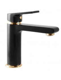 Mitigeur lavabo COLORADO en laiton chromé noir sans siphon H. 16,2cm