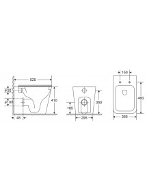 WC à poser sans bride Tornado DOUA 52,5x35,5x41 cm avec abattant