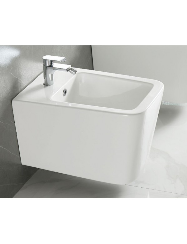 Bidet blanc suspendu BOFY en porcelaine 53x36,5x31,5 cm