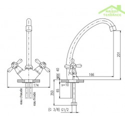 Mélangeur lavabo haut MORAVA à bras pivotant en chrome