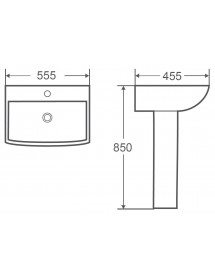 Lavabo colonne AMPIFOLIS 56x45x85 cm en porcelaine