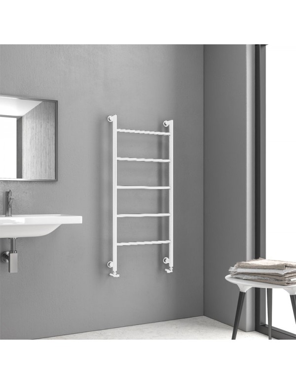 Radiateur sèche-serviette vertical DESIGN 6 9,3x56x120 cm en laiton blanc mat