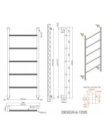 Radiateur sèche-serviette vertical DESIGN 6 9,3x56x120 cm en laiton chromé