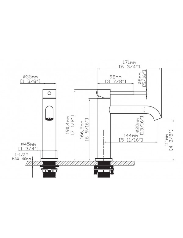 Mitigeur lavabo rétro ARTEMIS en inox rose gold H. 19cm