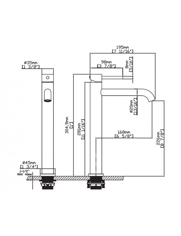 Mitigeur lavabo haut ARTEMIS en acier rose gold H. 30,4cm