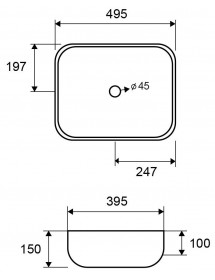Vasque rectangulaire bleue à poser sans trou JEY 49x39,5x15 cm