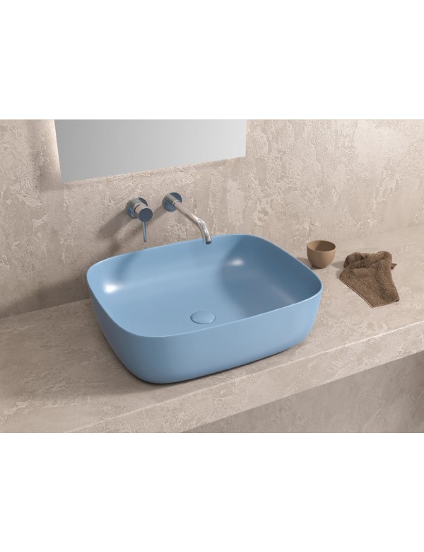 Vasque rectangulaire bleue à poser sans trou JEY 49x39,5x15 cm Vasque rectangulaire bleue à poser sans trou JEY 49x39,5x15 cm
