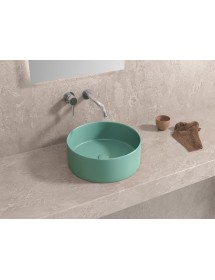 Vasque ronde turquoise à poser sans trou JEY-M 35,5 x35,5 x 12 cm