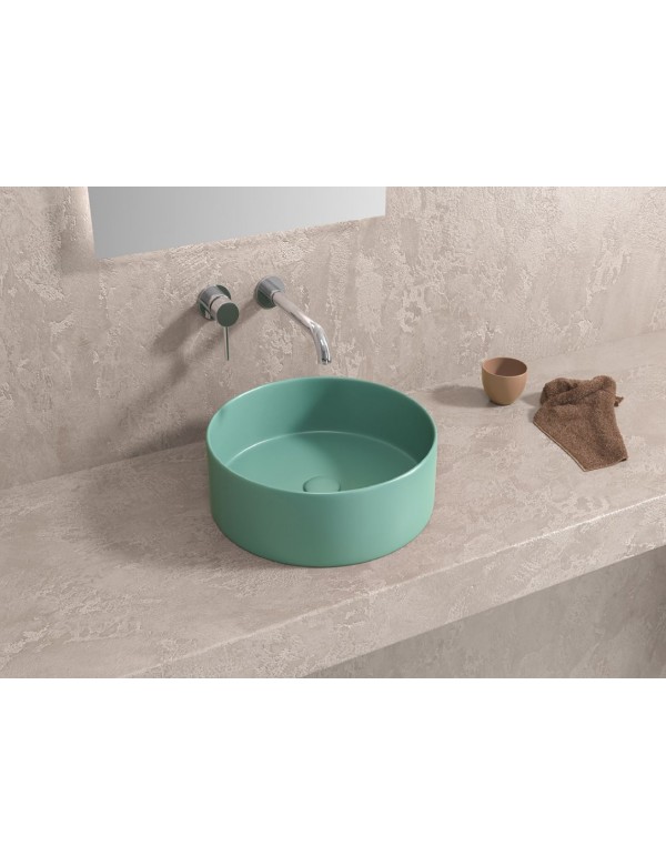 Vasque ronde turquoise à poser sans trou JEY-M 35,5 x35,5 x 12 cm Vasque ronde turquoise à poser sans trou JEY-M 35,5 x35,5 x 12 cm