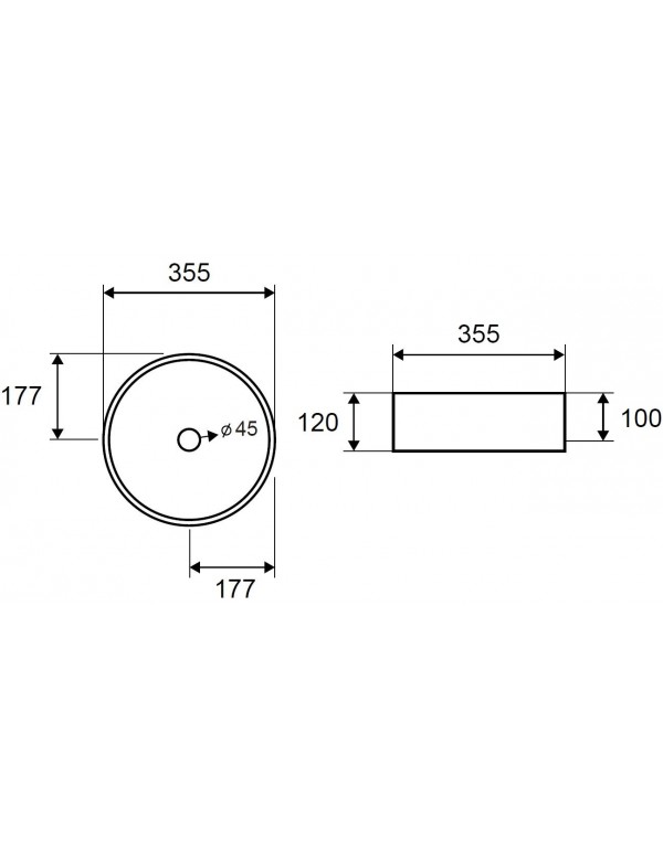 Vasque ronde marron à poser sans trou JEY-M 35,5 x35,5 x 12 cm
