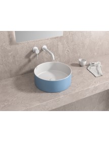 Vasque ronde bleue à poser sans trou JEY-M 35,5 x35,5 x 12 cm