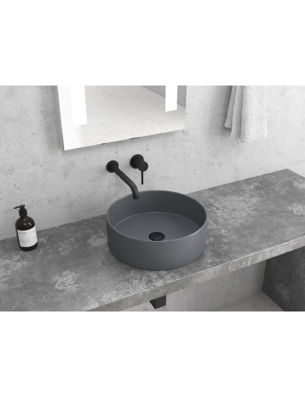 Vasque ronde grise à poser sans trou JEY-M 35,5 x35,5 x 12 cm Vasque ronde grise à poser sans trou JEY-M 35,5 x35,5 x 12 cm