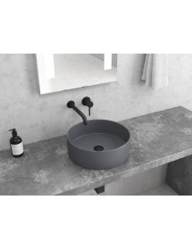 Vasque ronde grise à poser sans trou JEY-M 35,5 x35,5 x 12 cm