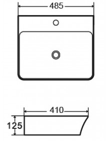 Vasque rectangulaire à poser APALLA 48,5x41x12,5 cm en céramique