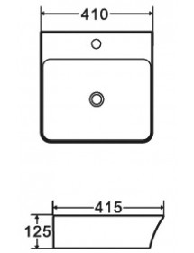 Vasque rectangulaire à poser APALLA 41x41,5x12,5 cm en céramique