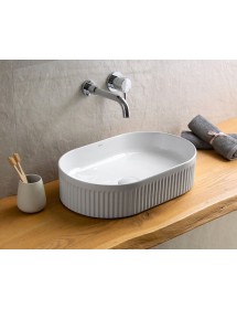 Vasque striée ovale à poser sans trou FOTSY 50x32x12,2 cm