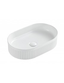 Vasque striée ovale à poser sans trou FOTSY 50x32x12,2 cm