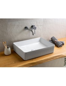 Vasque striée rectangulaire à poser sans trou FOTSY 50x36x12 cm