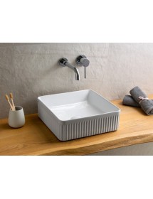 Vasque striée carrée à poser sans trou FOTSY 36,5x36,5x12 cm