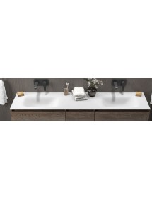 Grand lavabo double sans trou à encastrer SPACE en solid surface 175x46x16 cm