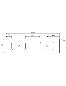 Grand lavabo double sans trou à encastrer SPACE en solid surface 175x46x16 cm Grand lavabo double sans trou à encastrer SPACE en solid surface 175x46x16 cm