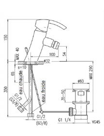 Mitigeur bidet VOLGA en laiton chromé Mitigeur bidet VOLGA en laiton chromé