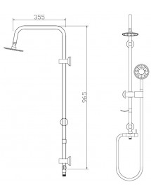 Set de douche mural noir mat MAGDA avec douchette 96,5 cm