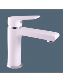 Mitigeur lavabo COLORADO en laiton chromé blanc sans siphon H. 16,2cm