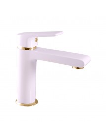 Mitigeur lavabo COLORADO en laiton blanc doré sans siphon H. 16,2cm