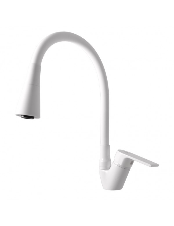 Mitigeur évier flexible à mémoire de forme COLORADO en laiton chromé blanc Mitigeur évier flexible à mémoire de forme COLORADO en laiton chromé blanc