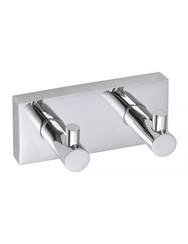 Patère double murale BETA en chrome 12cm x 5,5cm x5cm Patère double murale BETA en chrome 12cm x 5,5cm x5cm