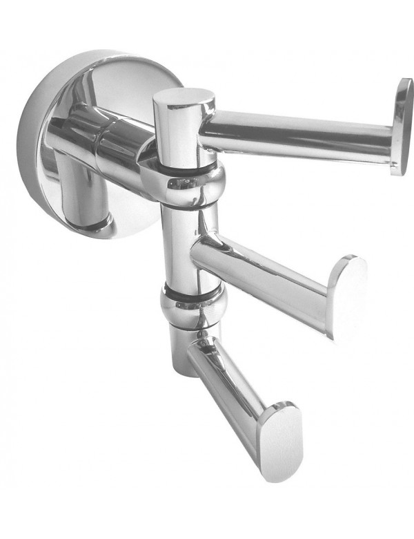 Patère triple rotative OMEGA laiton chromé 9,5x5,5x8,5cm