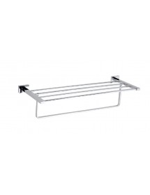 Etagère porte-serviettes murale PLAZA en laiton chromé 21x58,5x14 cm