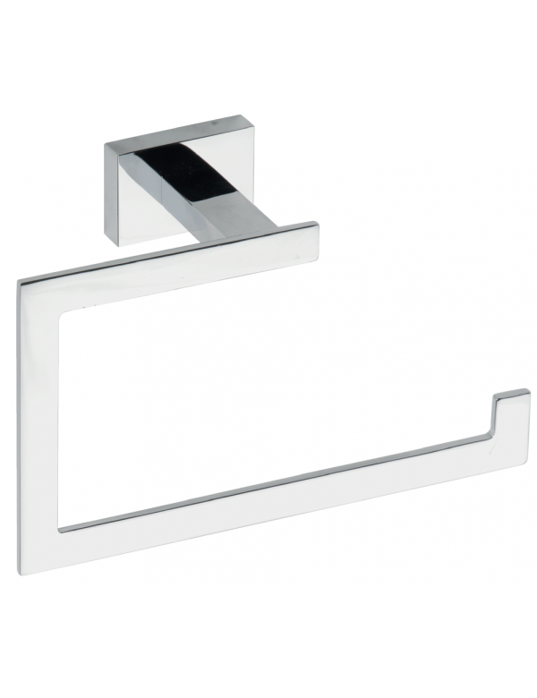 Anneau porte-serviette rectangulaire PLAZA en laiton chromé 12,5x6,5x21 cm