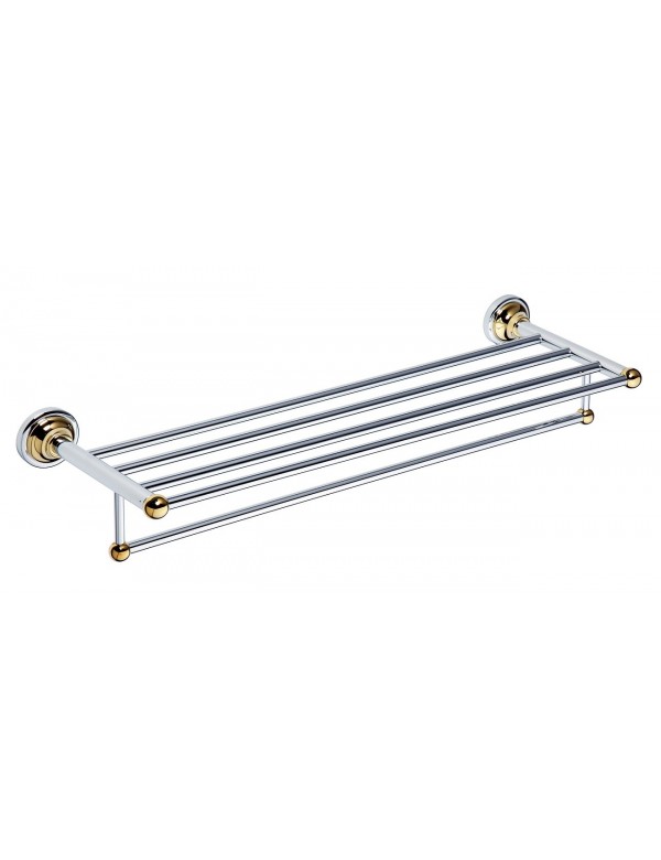 Porte-serviettes avec étagère RETRO chromé doré 66,5x12x22,5 cm