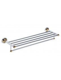 Porte-serviettes avec étagère RETRO chromé doré 66,5x12x22,5 cm