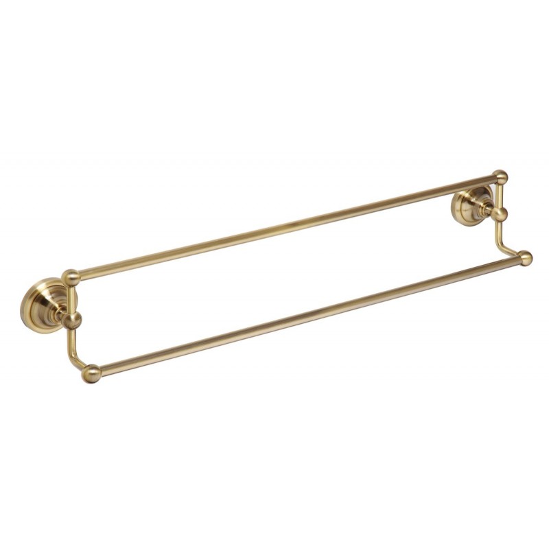 Porte-serviettes Vintage Sur Pied – 2 Barres + Anneau – Chrome Et Laiton Doré