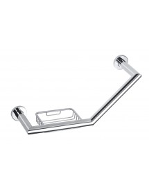 Barre de maintien coudée avec porte savon OMEGA laiton chromé 40x25x13 cm