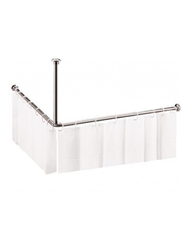 Tringle de coin pour rideau de douche en acier poli 90x90 cm Tringle de coin pour rideau de douche en acier poli 90x90 cm