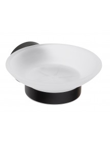 Porte-savon mural DARK en laiton noir et en verre DARK 11cm x 5,5cm x 12,9cm