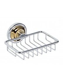 Porte-savon en grille mural en laiton chromé doré RETRO 14x6,5x14,2 cm