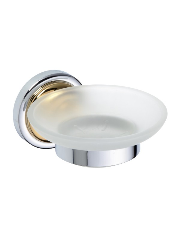 Porte-savon en verre RETRO laiton chromé doré 11x6,5x13,8 cm Porte-savon en verre RETRO laiton chromé doré 11x6,5x13,8 cm
