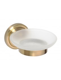 Porte-savon RETRO en verre et laiton bronze 11x6,5x13,8 cm