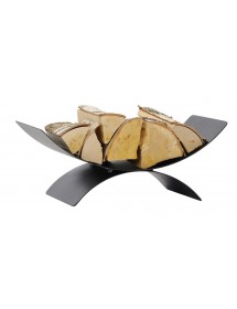 Porte bûches demi-lune en acier noir 44x28x17cm