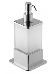 Distributeur de savon liquide en verre pose libre PLAZA 8x8x16,5 cm